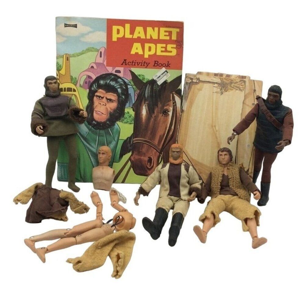 Vintage Mego Planet of Apes Verdon Zaius Burke Soldier Ape Cornelius Book Lot